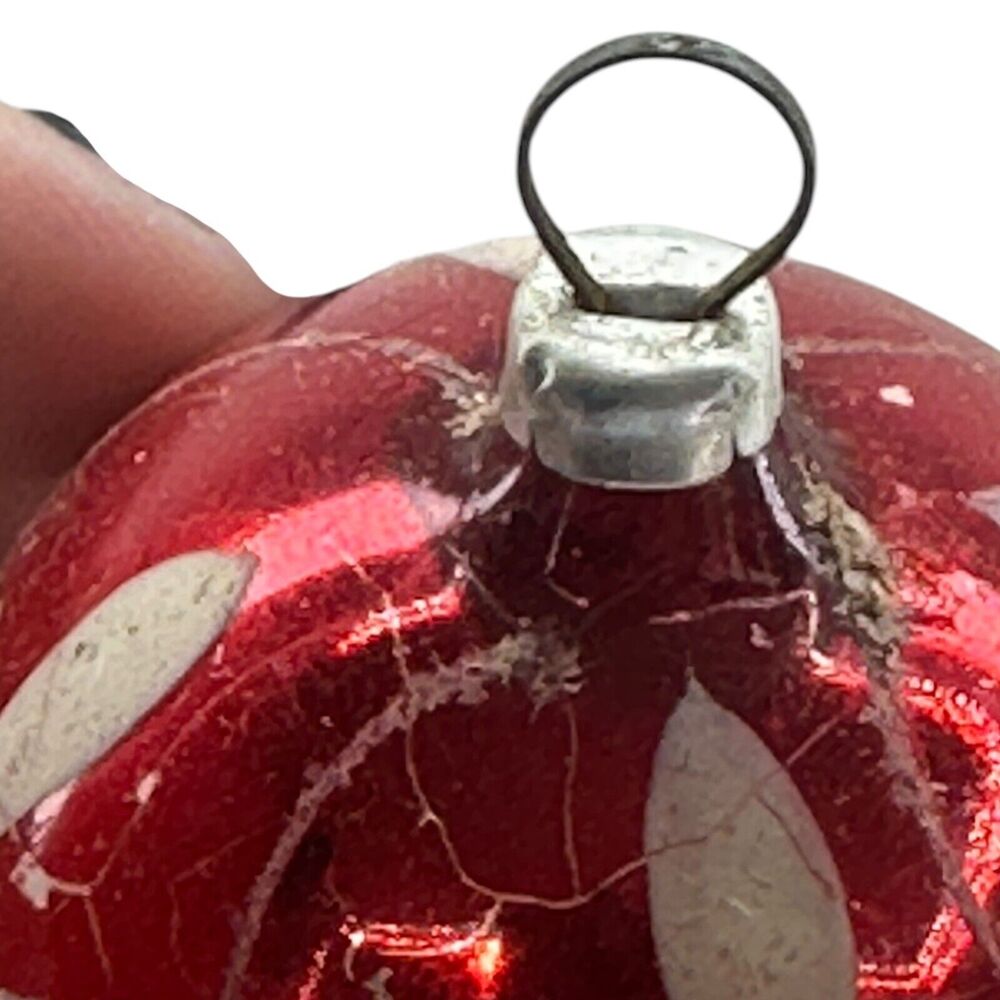 (2) Mercury Glass Hand Painted Christmas Ornament Balls Small 2" Mica Vintage - Picture 6 of 9